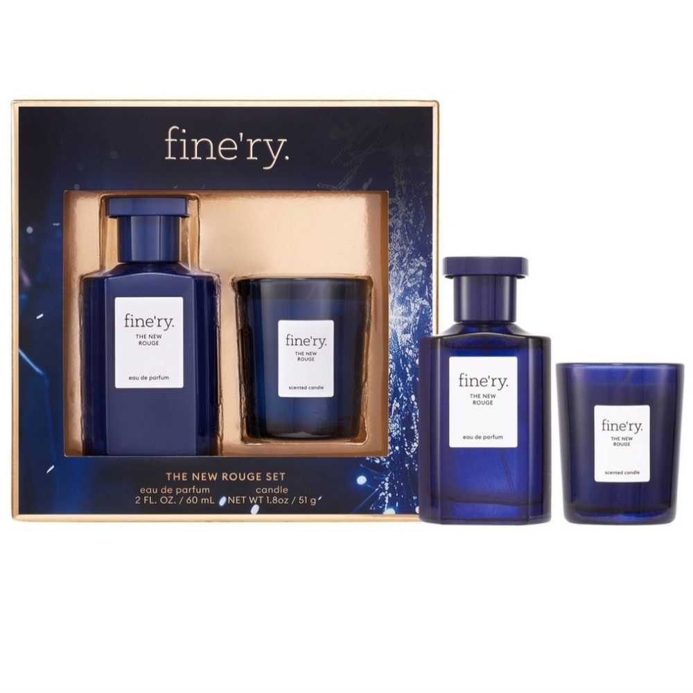NEW fine'ry. Full Size eau de parfum + Mini Candle Gift Set - The New Rouge 2pc